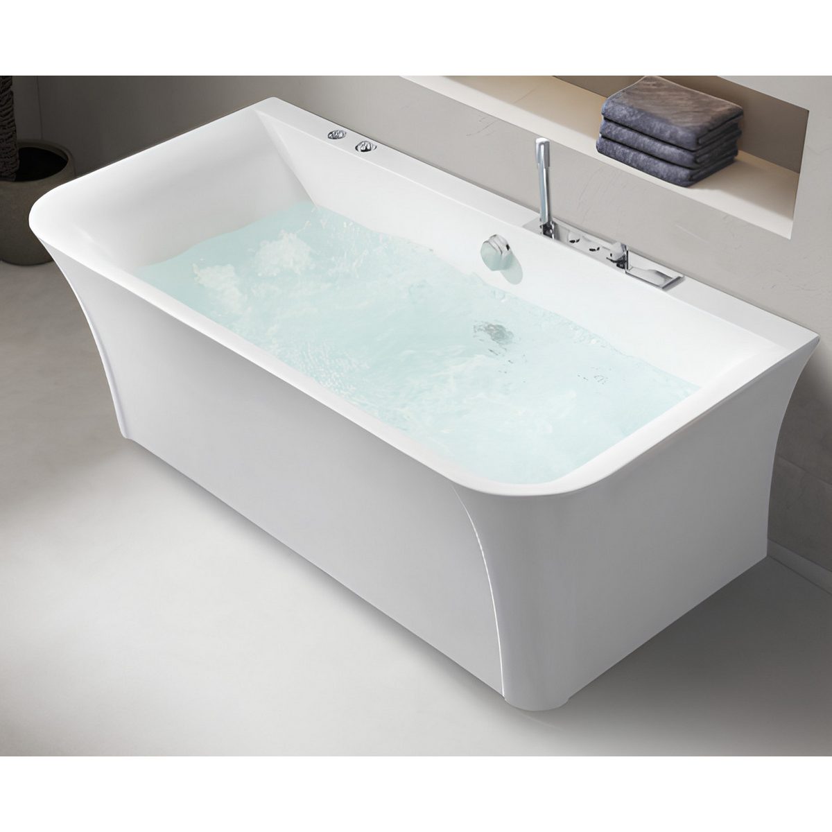 Xlmoebel Whirlpool-Badewanne Whirlpool Badewanne Home Spa Weiß mit Luftdüsen und Massagefunktion