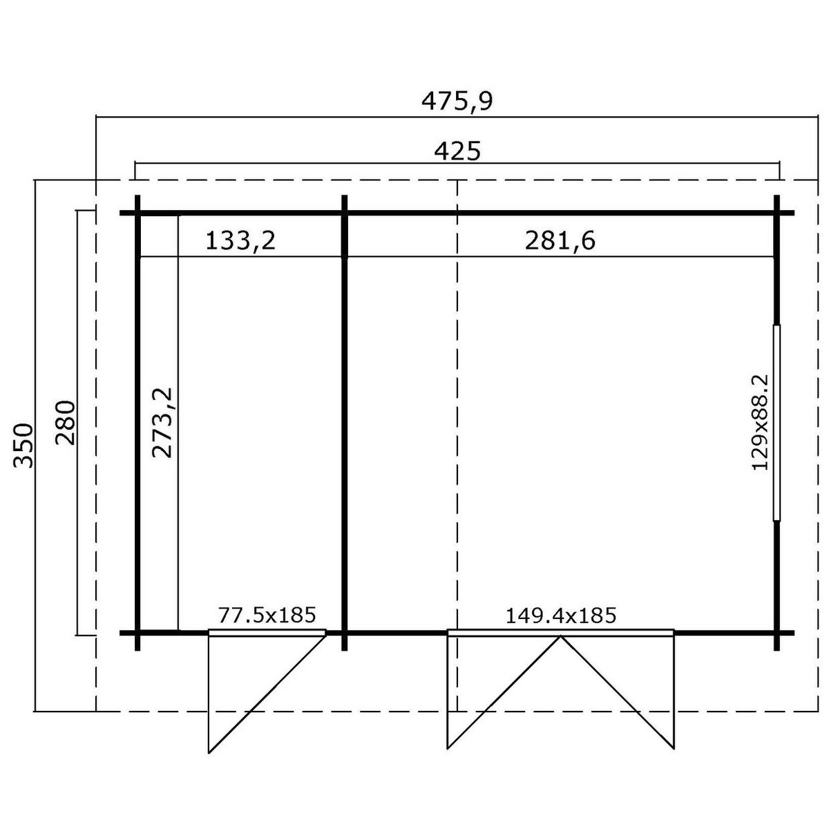 BxT: 476x350 cm