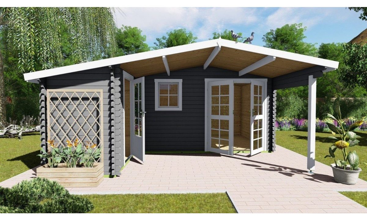 Finn Art Blockhaus Gartenhaus 5x5m Holz Norwegen 5 in 40mm Wandstärke