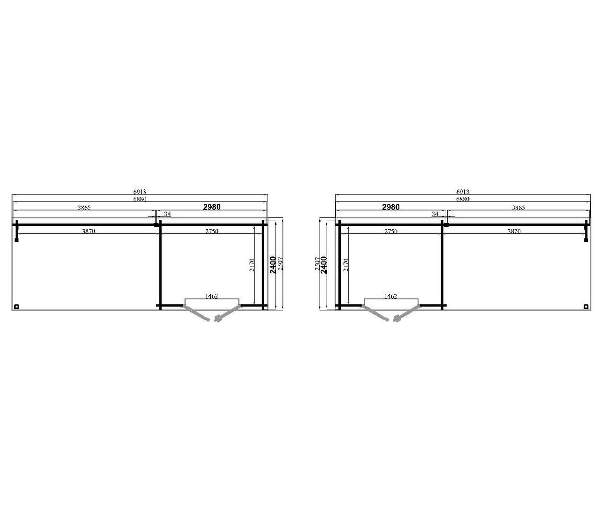 BxT: 298x240 cm