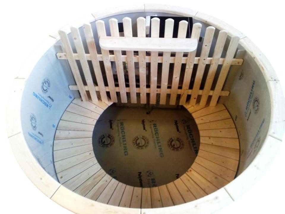 JVmoebel Whirlpool-Badewanne Wellnesspool Blubberbad aus Holz in Braun mit Massagedüsen
