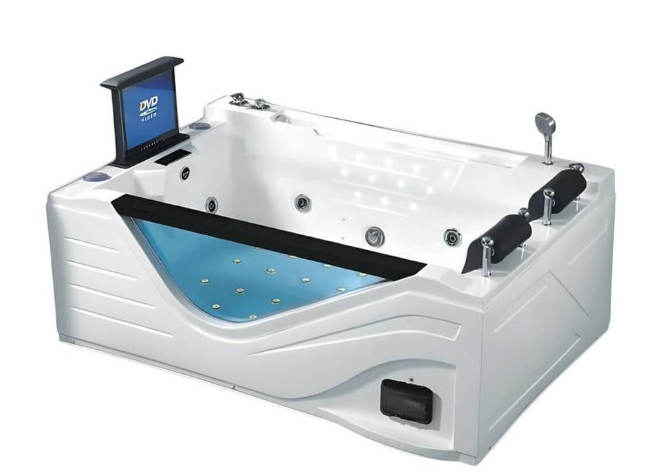 JVmoebel Whirlpool-Badewanne Freistehende Whirlpool Massagewanne in Weiß mit Massagedüsen