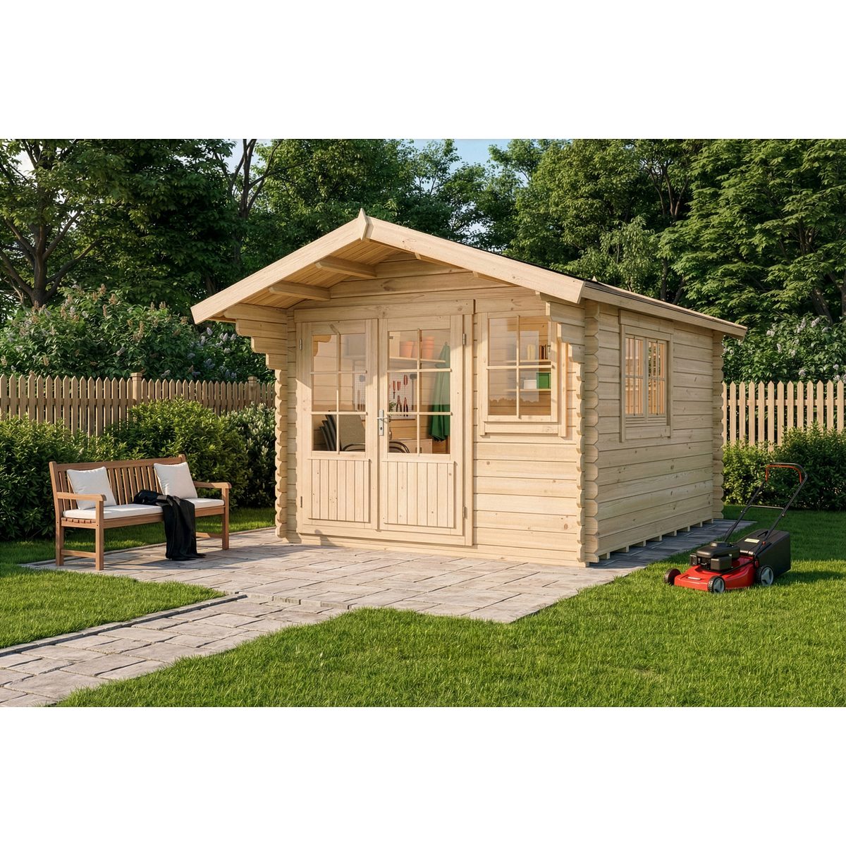 Alpholz Gartenhaus Holz Gabriel 300 x 400 cm Natur Inkl. Boden 28mm Wandstärke