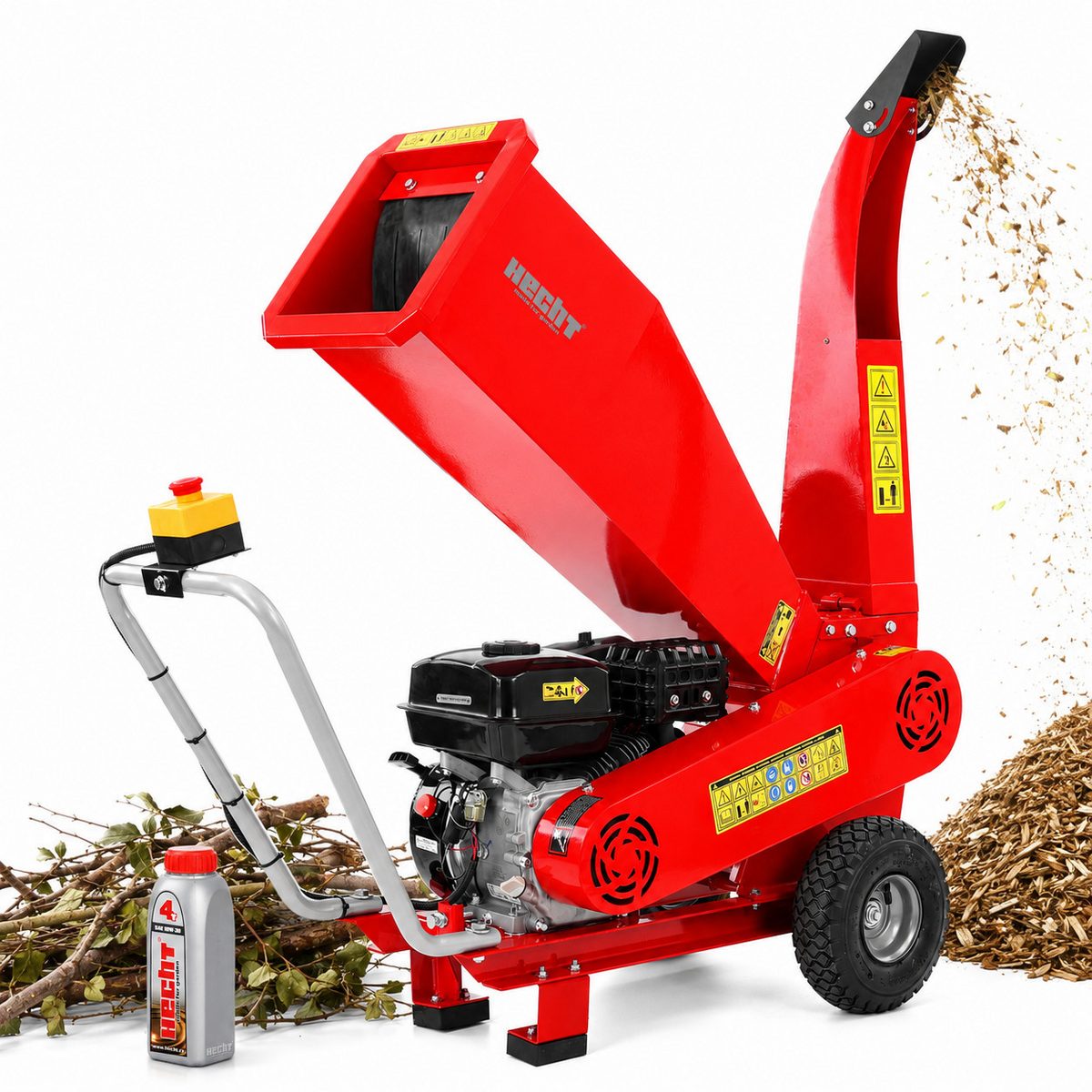 Hecht Messerhäcksler Gartenhäcksler Benzin 6208 Messerwalze mit zwei Messern Holzhäcksler