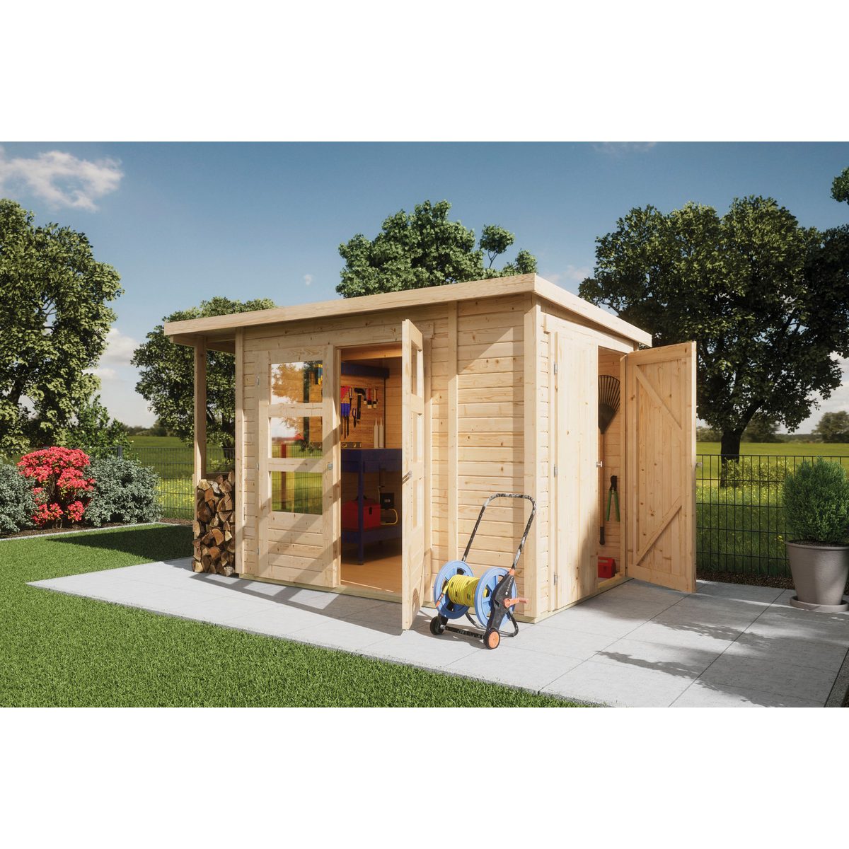 Karibu Gartenhaus Multifunktionshaus 1 Pultdach
