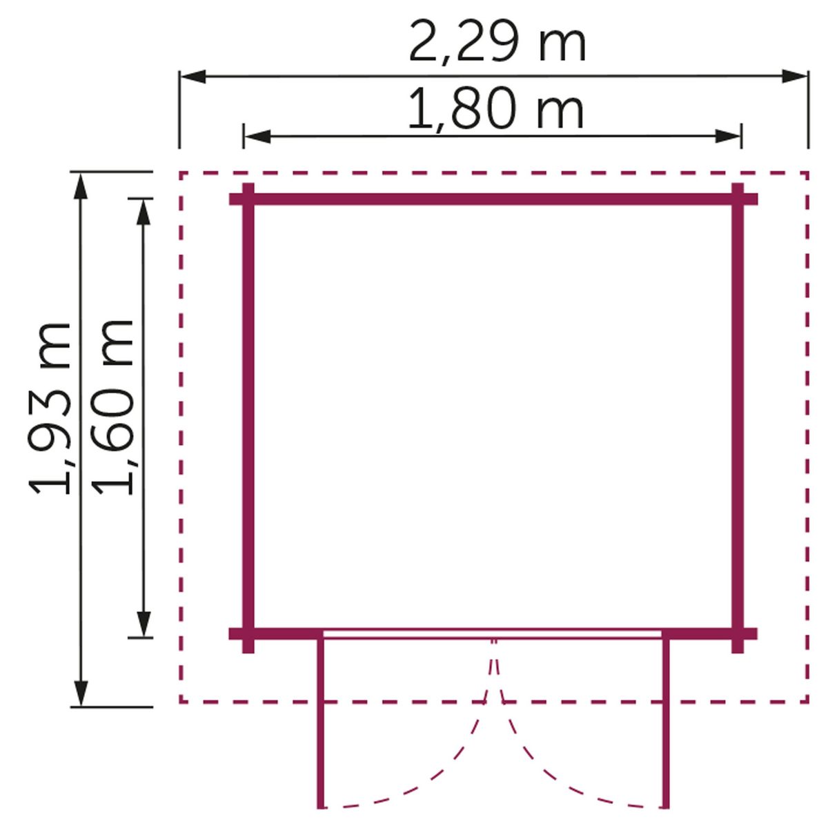 BxT: 228x193 cm