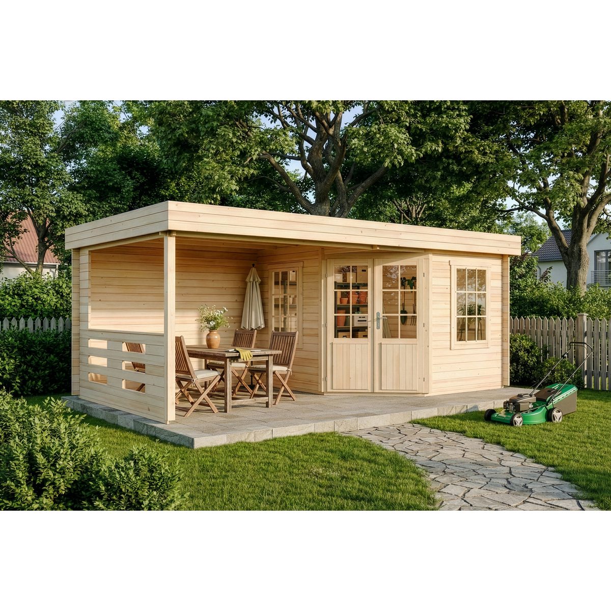 Alpholz Gartenhaus Holz Hanna Natur mit 34mm Wandstärke