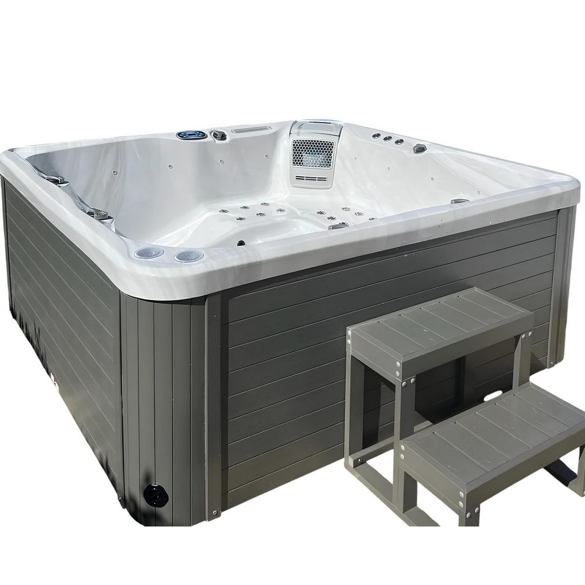 JVmoebel Whirlpool-Badewanne Whirlpool Outdoor Spa in Weiß mit Massagedüsen für Garten