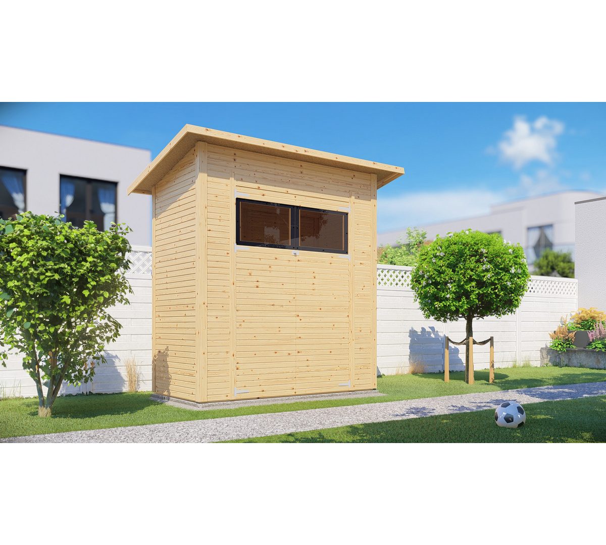 BERTILO Gartenhaus Pent Modern 1 naturbelassen