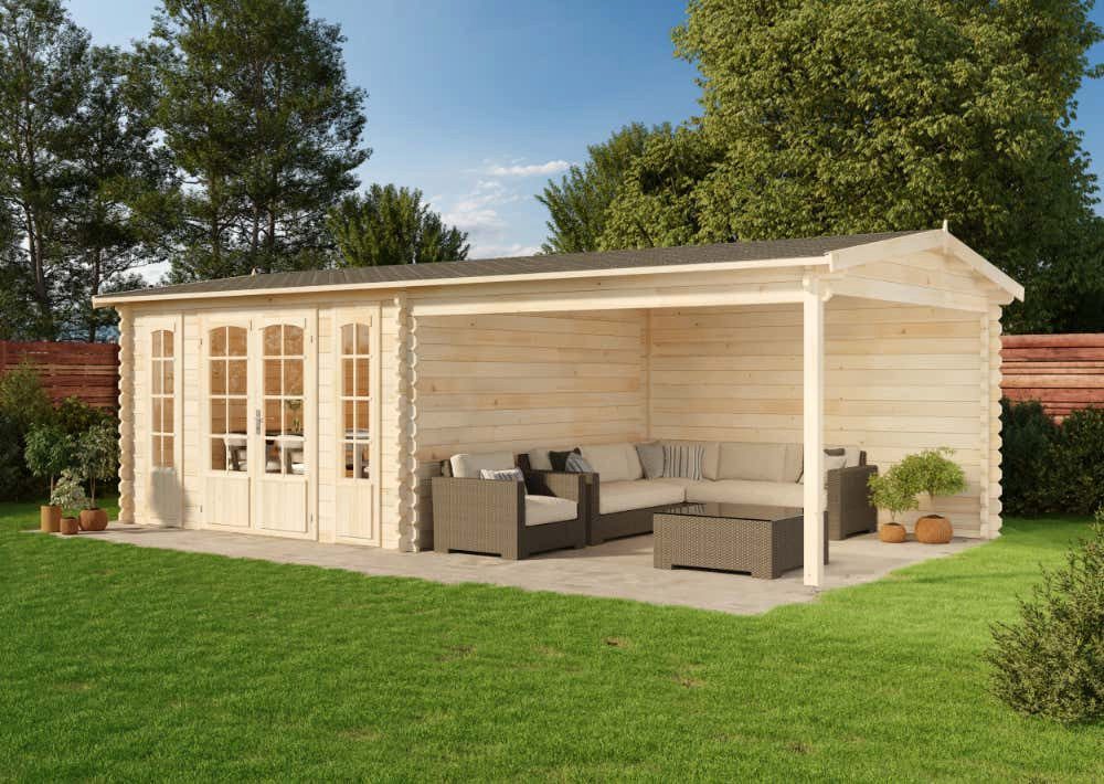 Alpholz Gartenhaus Holz Freiburg Natur 44mm Wandstärke
