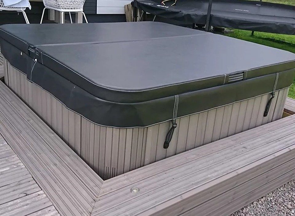 Xlmoebel Pool-Abdeckplane Isolierende Whirlpool-Abdeckung aus strapazierfähigem Polyurethan grau (Whirlpool-Abdeckung