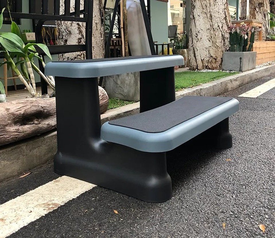 Xlmoebel Poolleiter XLMOEBEL Spa-Treppe aus Aluminium in Schwarz für Whirlpools (1-St)