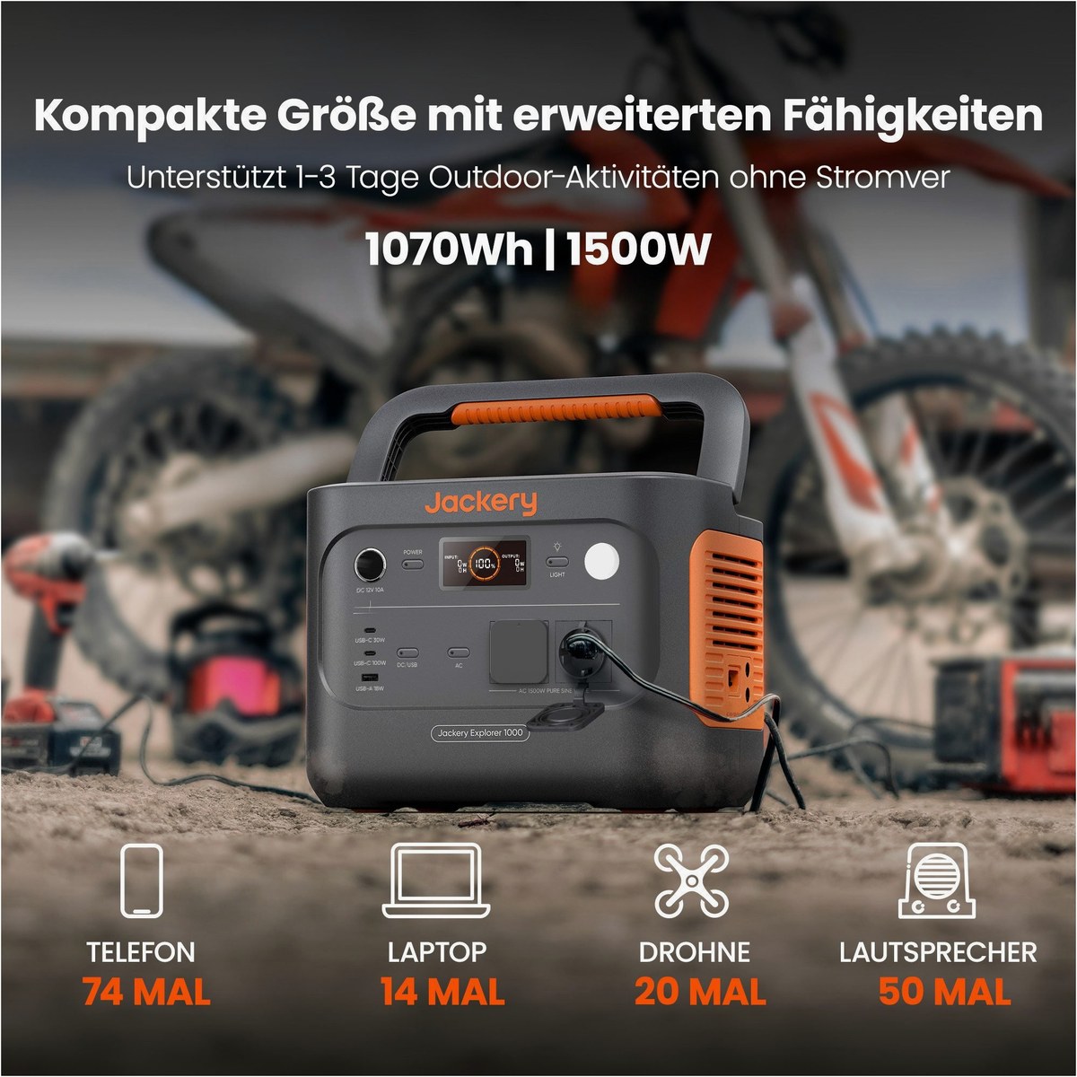 Jackery Jackery Tragbare Powerstation Explorer 1000 v2 – Seitenansicht