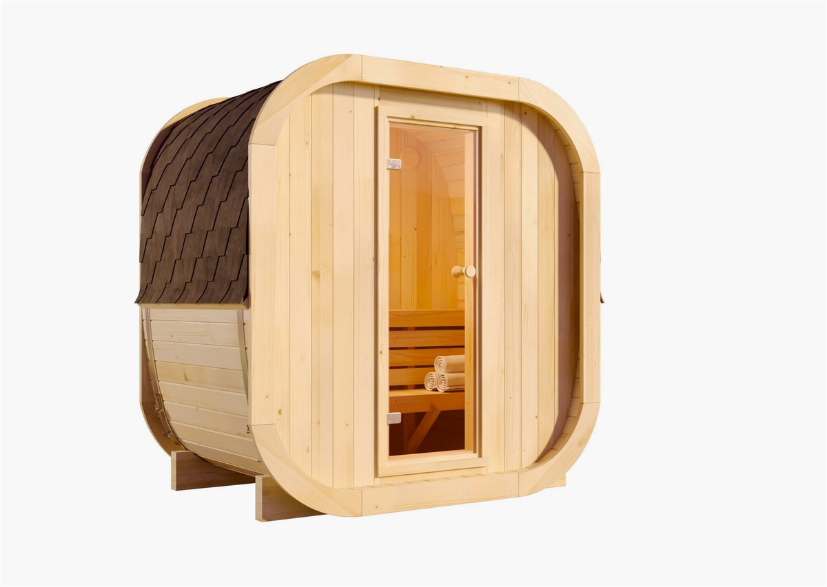 FinnTherm FinnTherm Kompakte Fasssauna ScandiCube Mini - Nat – Innenansicht