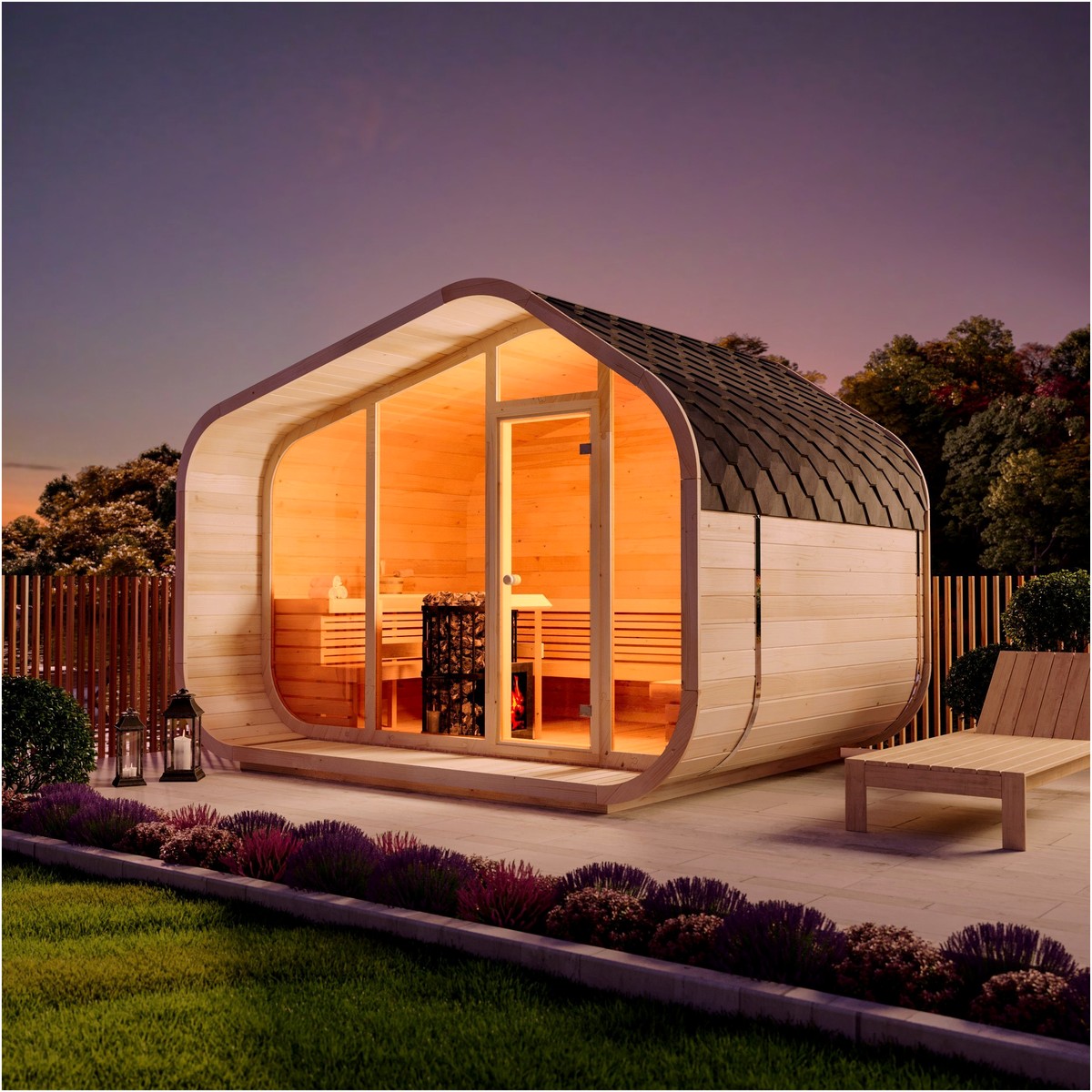 FinnTherm FinnTherm Holzsauna ScandiCube Wave - Ihr Tor zur – Innenansicht