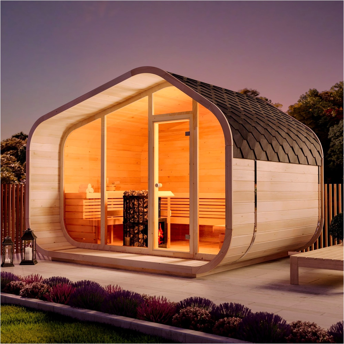 FinnTherm FinnTherm Holzsauna ScandiCube Wave - Ihr Tor zur – Außenansicht