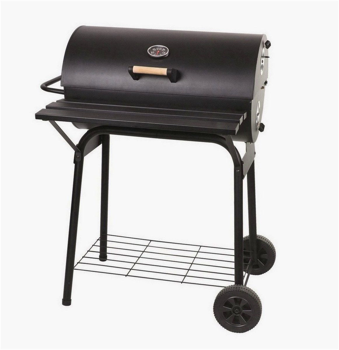 sunnydays-raeucherofen-31361310-seitenansicht Sunnydays Sunnydays Barbecue Smoker Grillwagen mit Thermomet – Seitenansicht