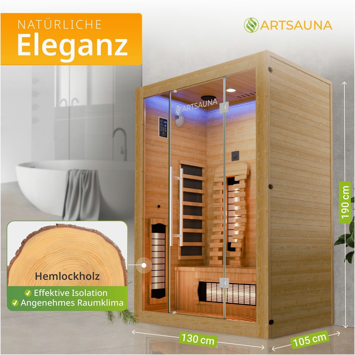 Artsauna Exklusive Artsauna Infrarotkabine - Entspannung au – Innenansicht