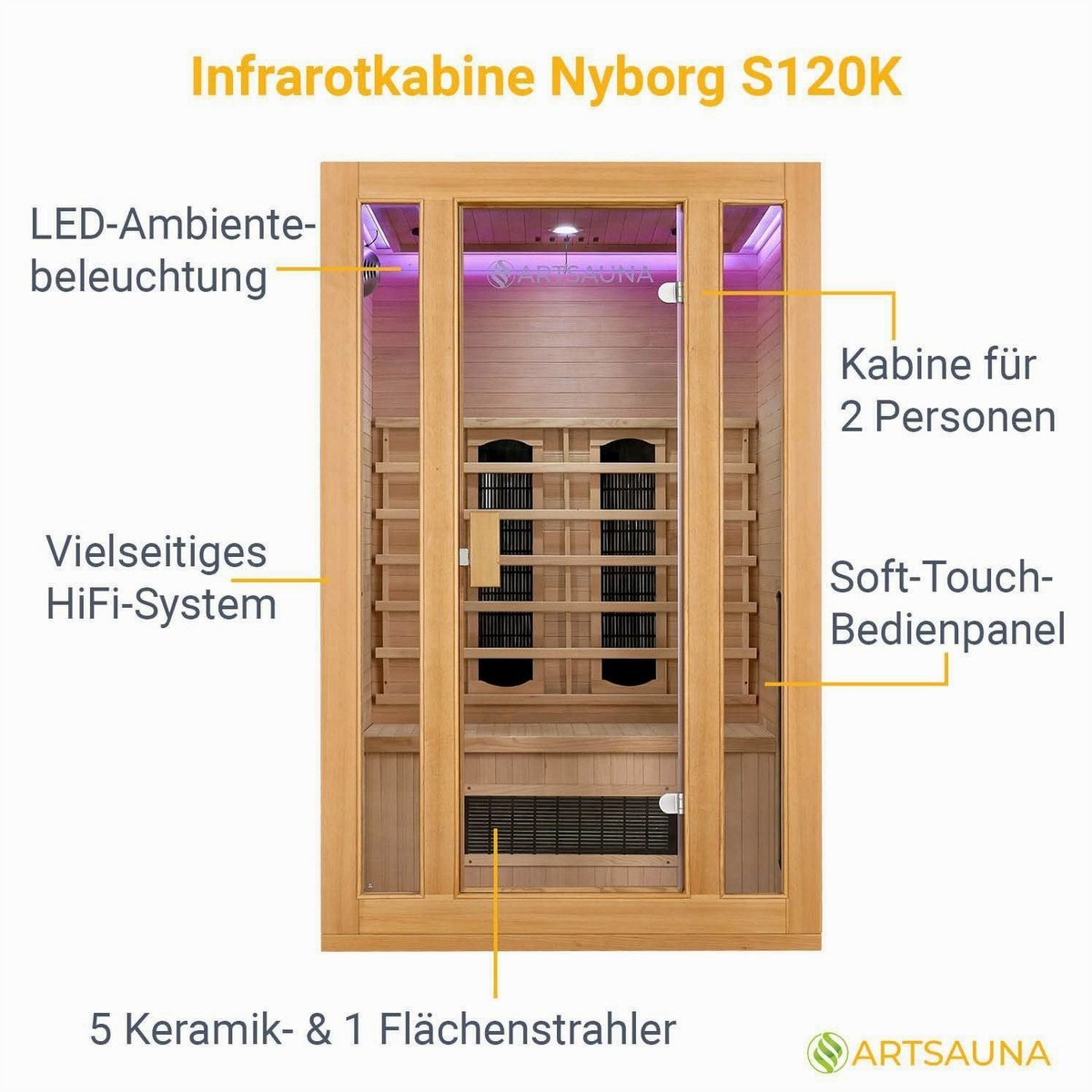Artsauna Artsauna Infrarotkabine Nyborg S120K - Wellness-Oa – Detailansicht