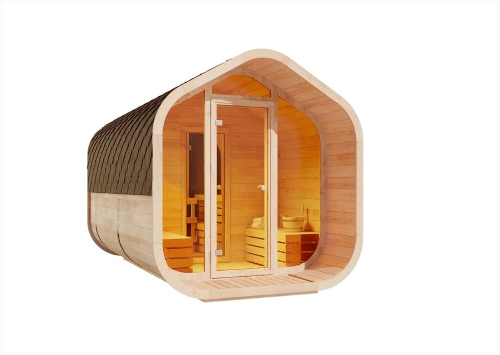FinnTherm FinnTherm ScandiCube Wave Deluxe - Exklusive Fasss – Außenansicht