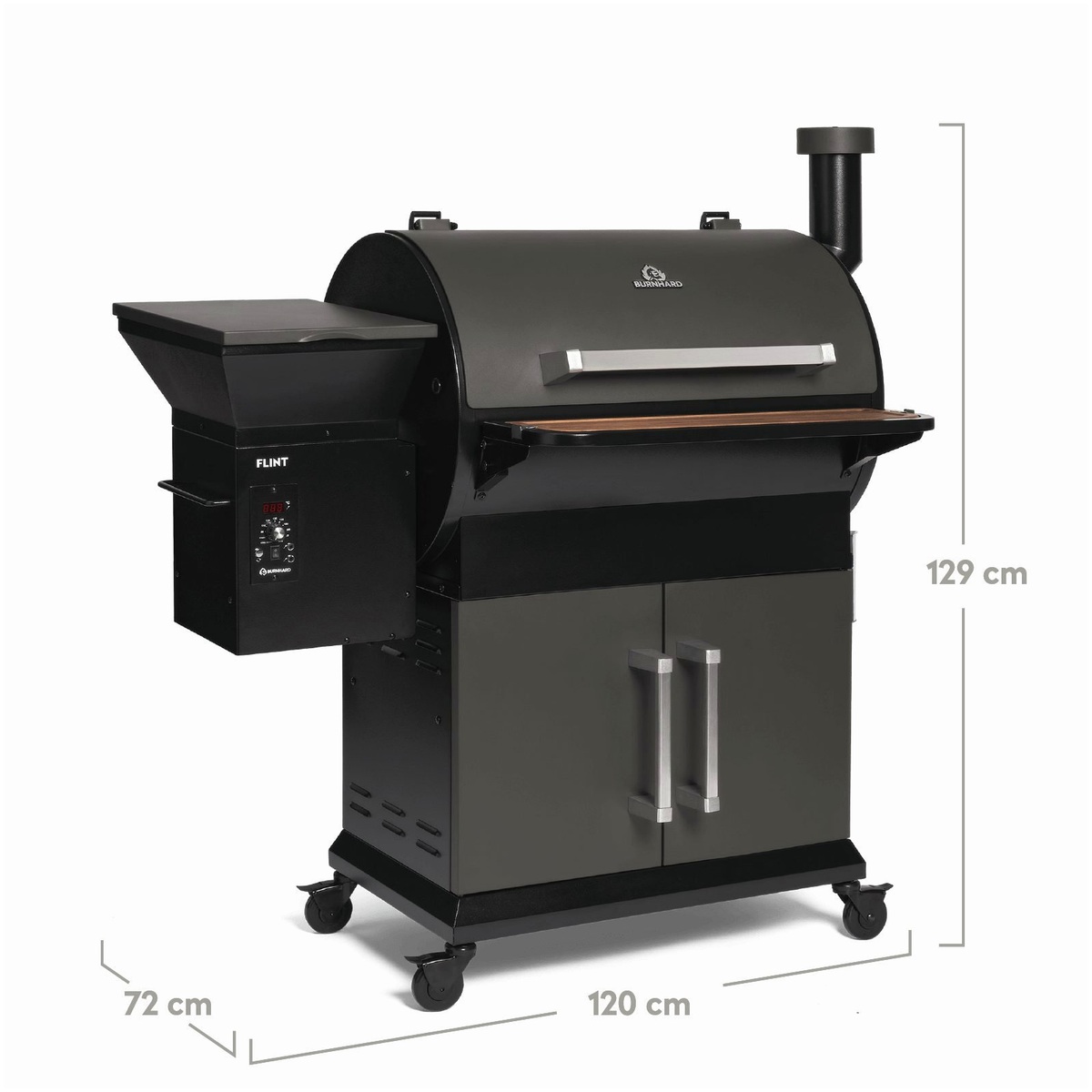 BURNHARD® BURNHARD® Pelletsmoker FLINT, Räucherofen mit Temp – Seitenansicht