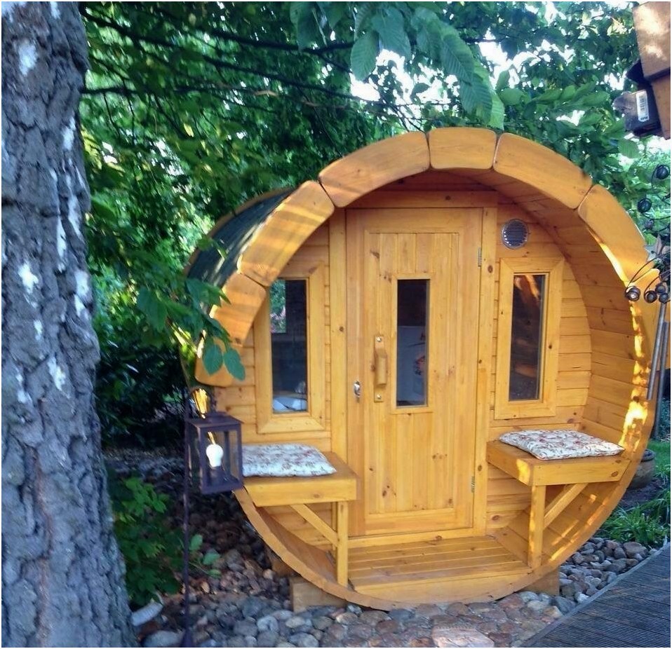 JVmoebel JVmoebel Fass-Sauna: Entspannung in einem einzigar – Außenansicht