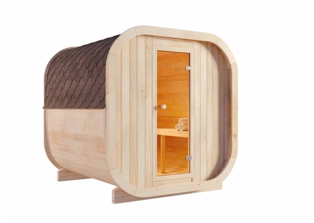 FinnTherm FinnTherm ScandiCube Komfort-Fasssauna - Stilvolle – Außenansicht