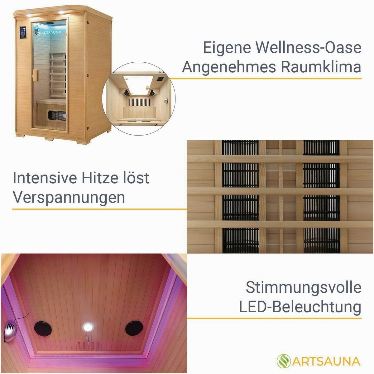 Artsauna Wellness-Oase Artsauna: Infrarotkabine für 2 Perso – Detailansicht