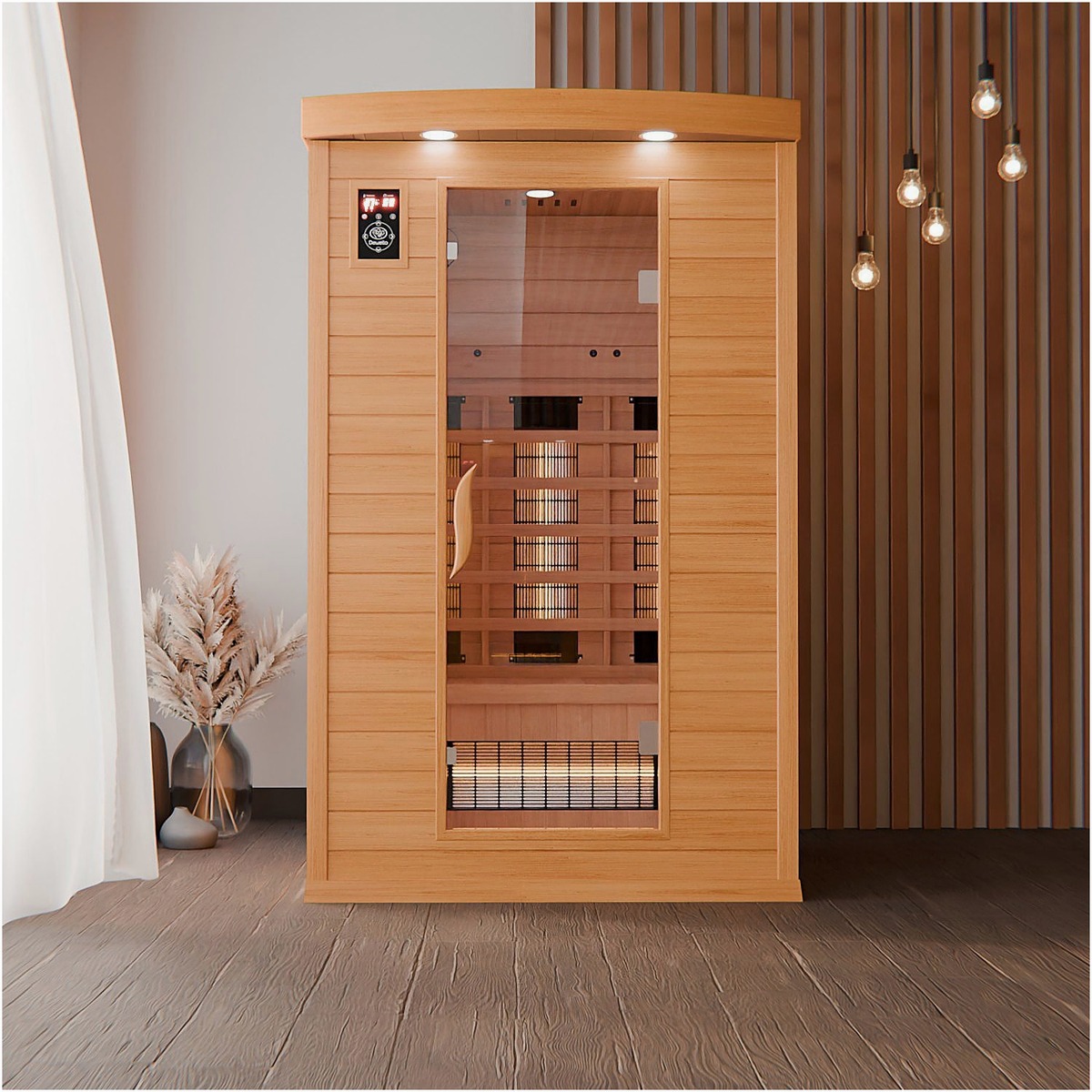 dewello-infrarotkabine-65076049-seitenansicht Dewello Entspannendes Infrarot-Wellness-Erlebnis mit der D – Innenansicht