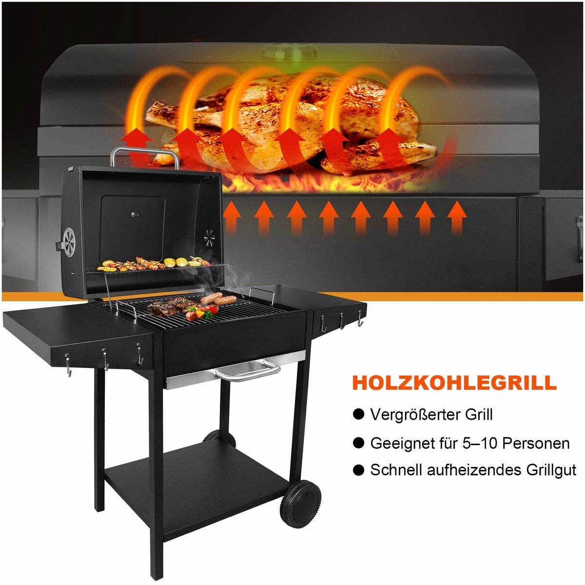 sunjas-smoker-72956294-detailansicht SunJas SunJas Holzkohlegrill CA-6146 XXL Grillwagen mit T – Detailansicht