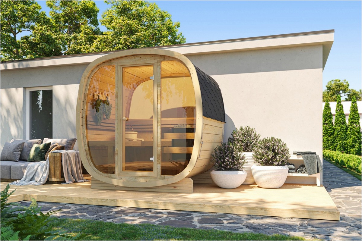 Finn Art Blockhaus Finn Art Blockhaus: Hochwertige Outdoor-Sauna für – Außenansicht