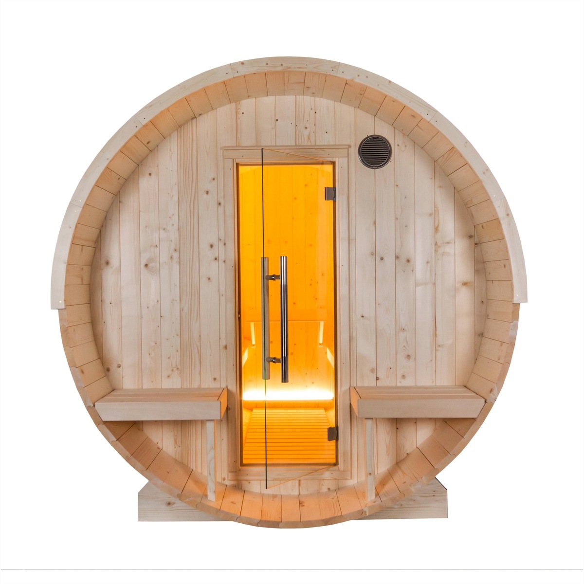 HARVIA Harvia Kuusi 240 - Elegante Fass-Sauna für den Gar – Innenansicht