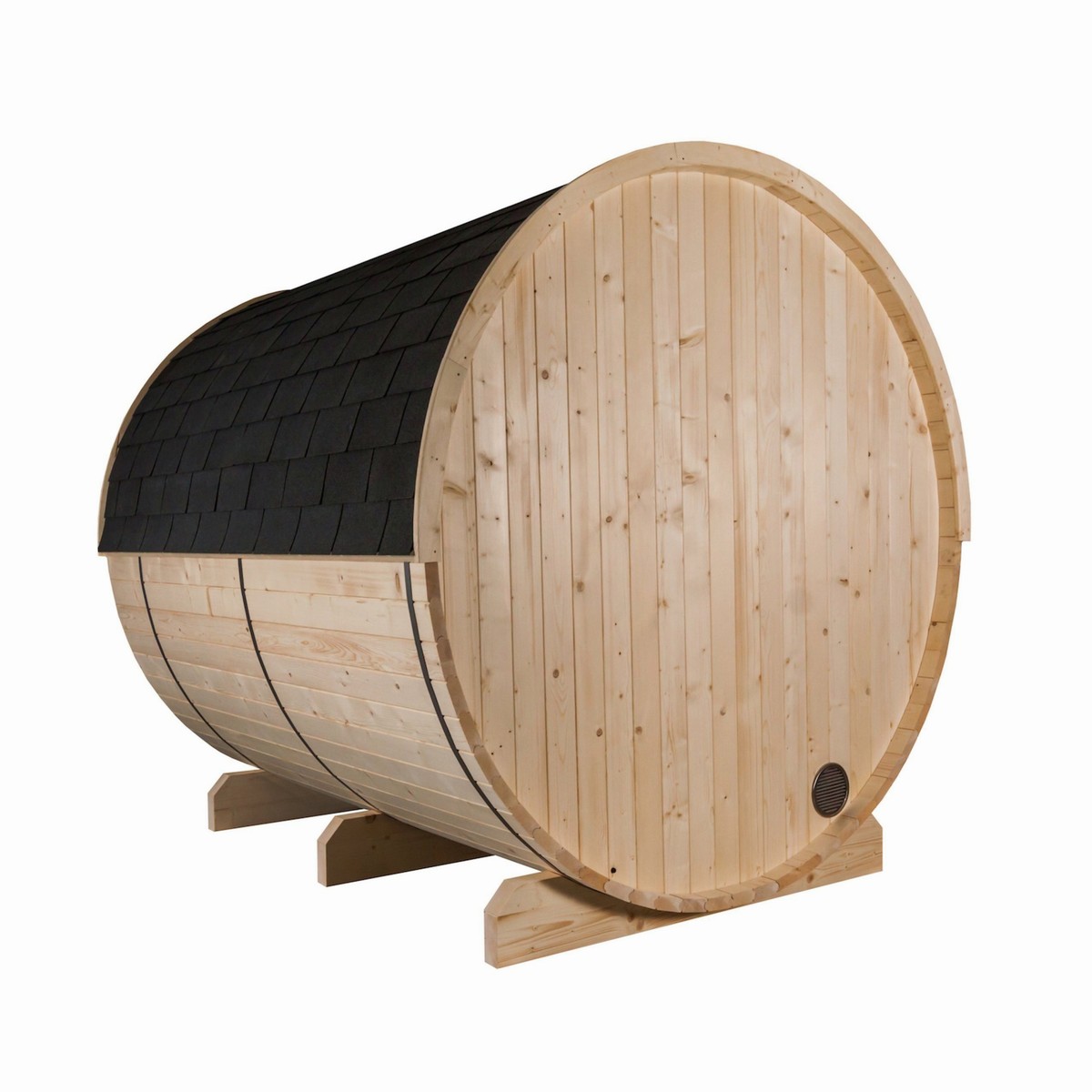 HARVIA Harvia Kuusi 240 - Elegante Fass-Sauna für den Gar – Detailansicht
