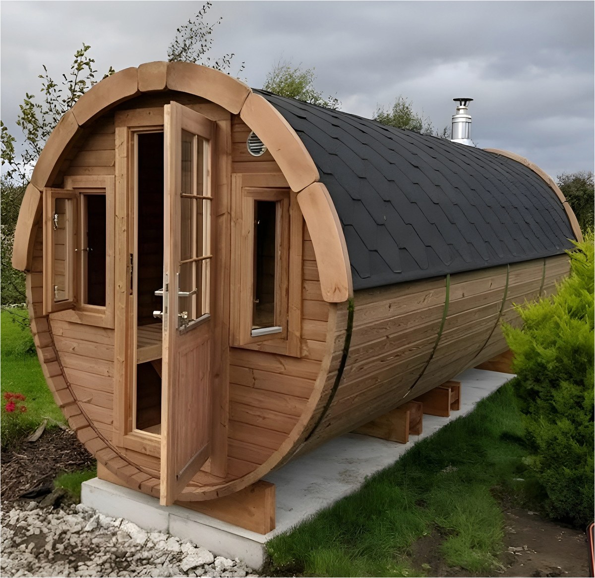 JVmoebel Naturholz-Gartensauna von JVmöbel - Exklusives Wel – Außenansicht