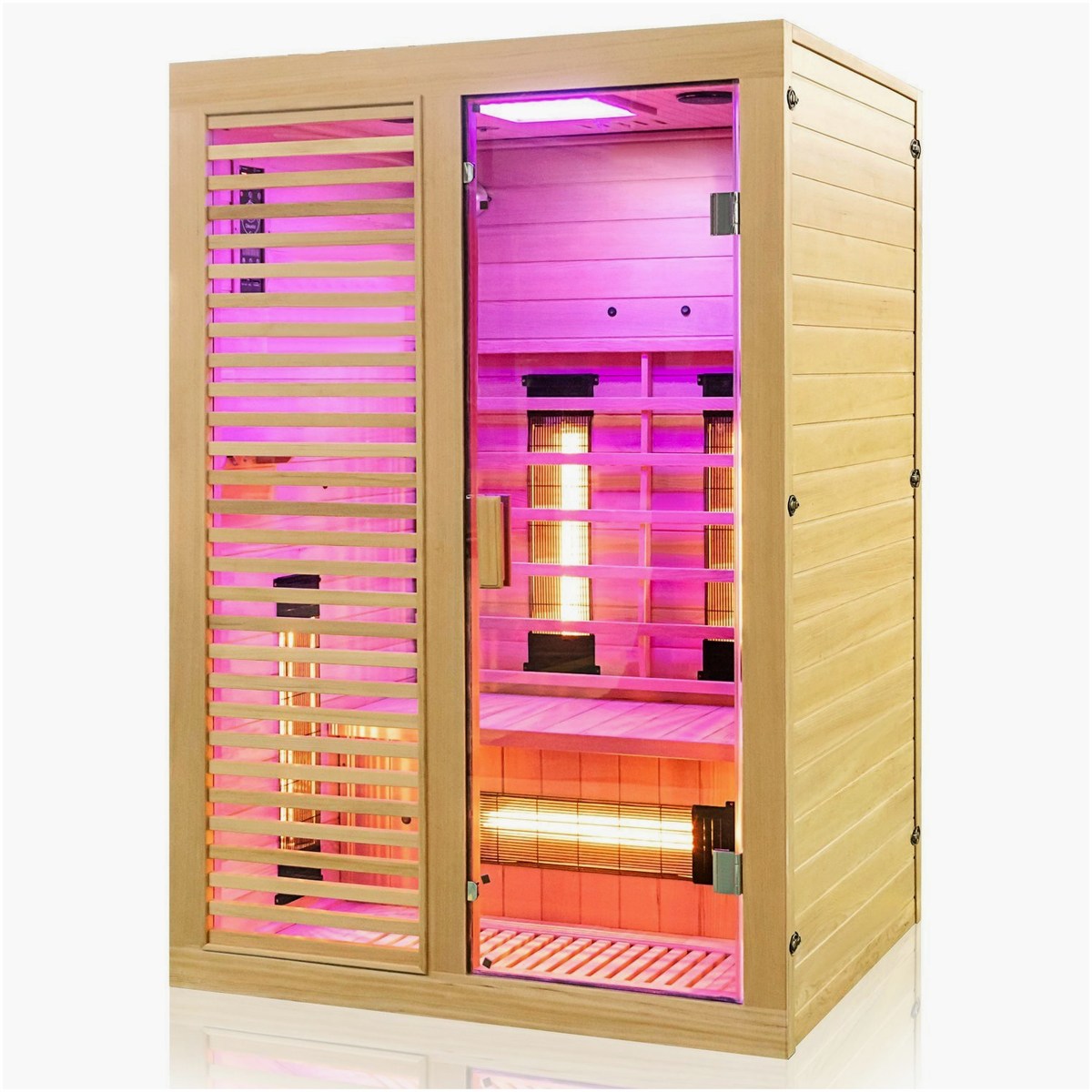 dewello-waermekabine-89123529-seitenansicht Dewello Dewello Infrarot-Wärmekabine HAMLIN 130 - Ihr Weg – Innenansicht