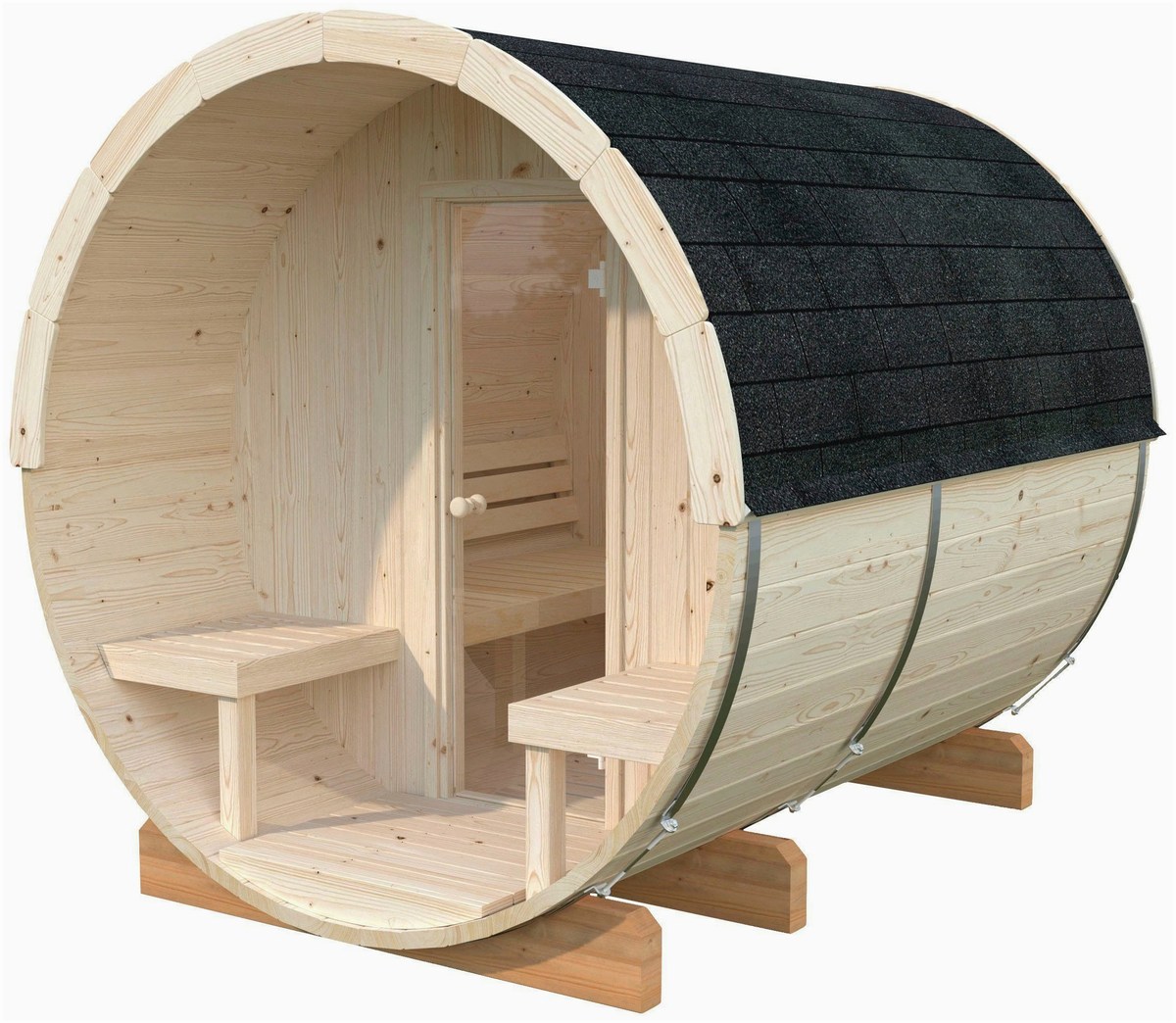Palmako Fass-Sauna: Ihr privater Wellness-Oase im – Außenansicht
