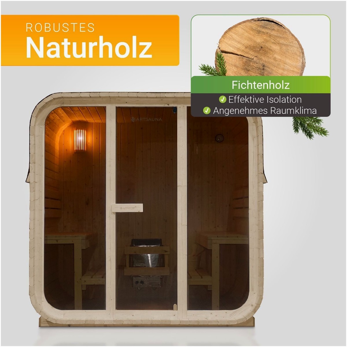 Artsauna Artsauna Fasssauna Fjora - Entspannung für zuhause – Detailansicht