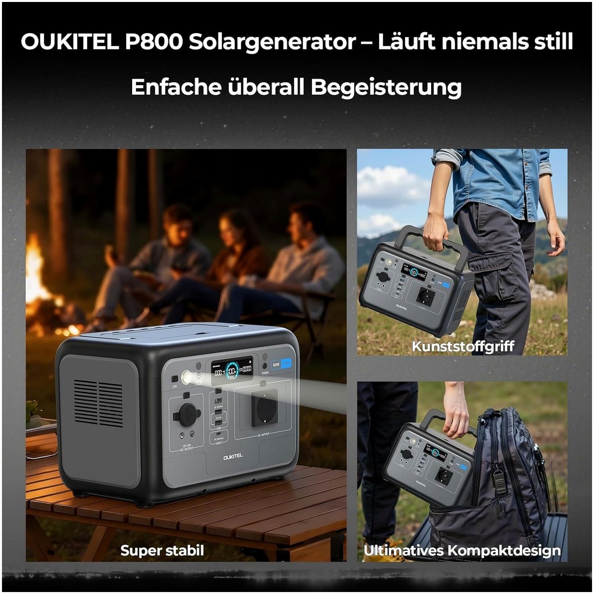 OUKITEL Tragbarer Powerstation – Seitenansicht