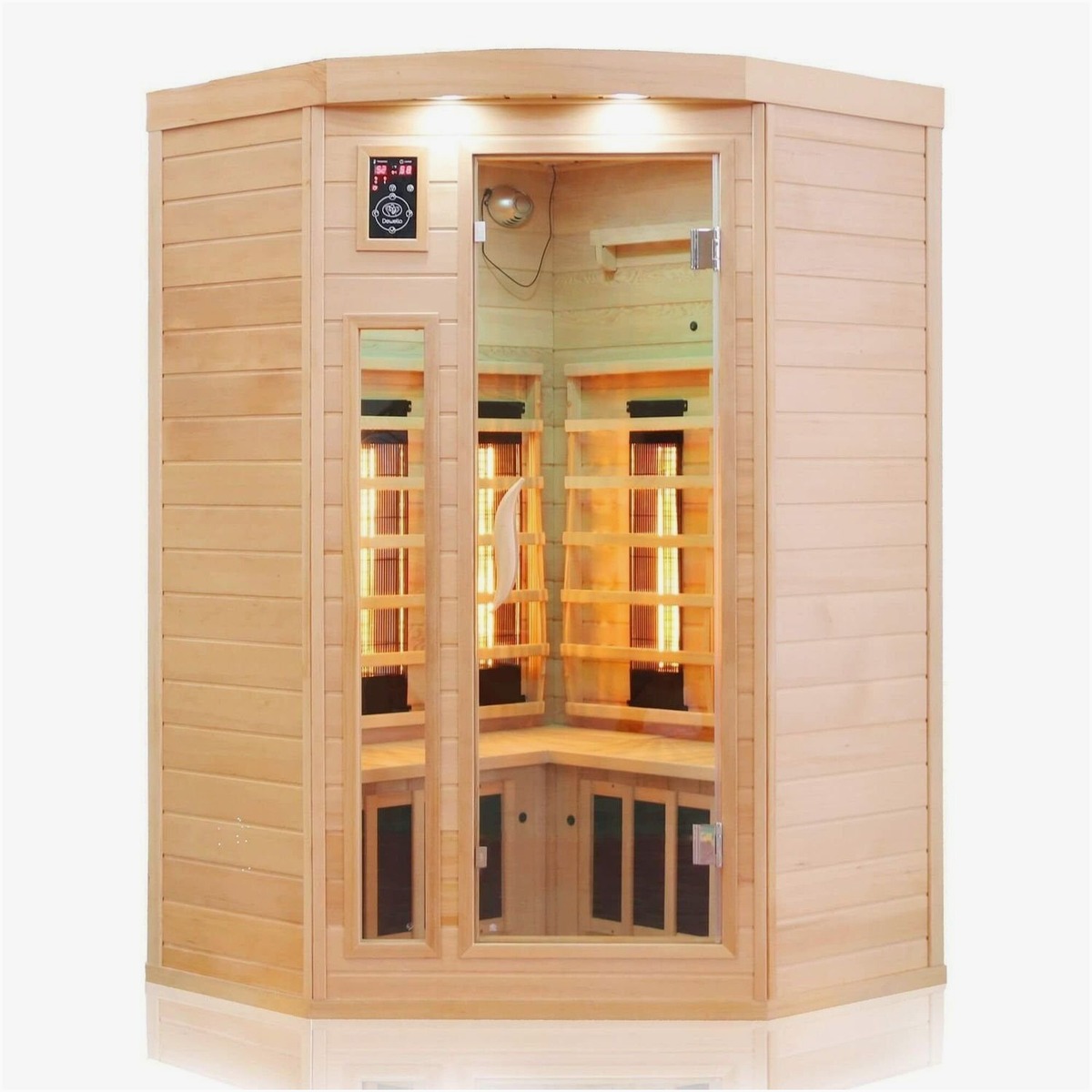 dewello-infrarotsauna-99618765-seitenansicht Dewello Dewello Infrarotkabine LAKEFIELD - Entspannung auf – Innenansicht