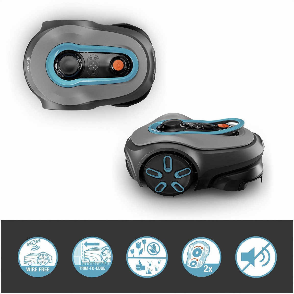 GARDENA GARDENA smart SILENO free 800m² Mähroboter-Set – Draufsicht